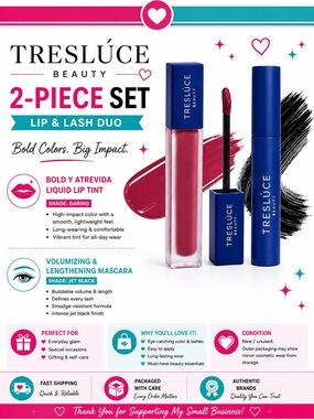 Treslúce Beauty 2-Piece Set Bold y Atrevida Lip Tint Daring + Mascara Jet Black
